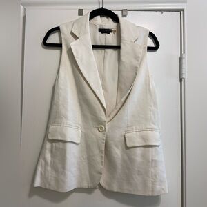 Alice+Olivia White Linen Vest Size Small